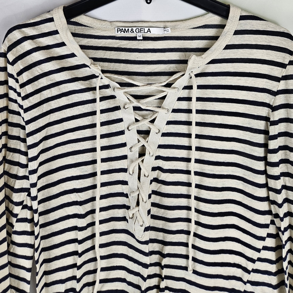 VTG Pam & Gela Blouse Top Size M | Casual Basic Spring Fall Coquette Minimalist - Picture 4 of 6